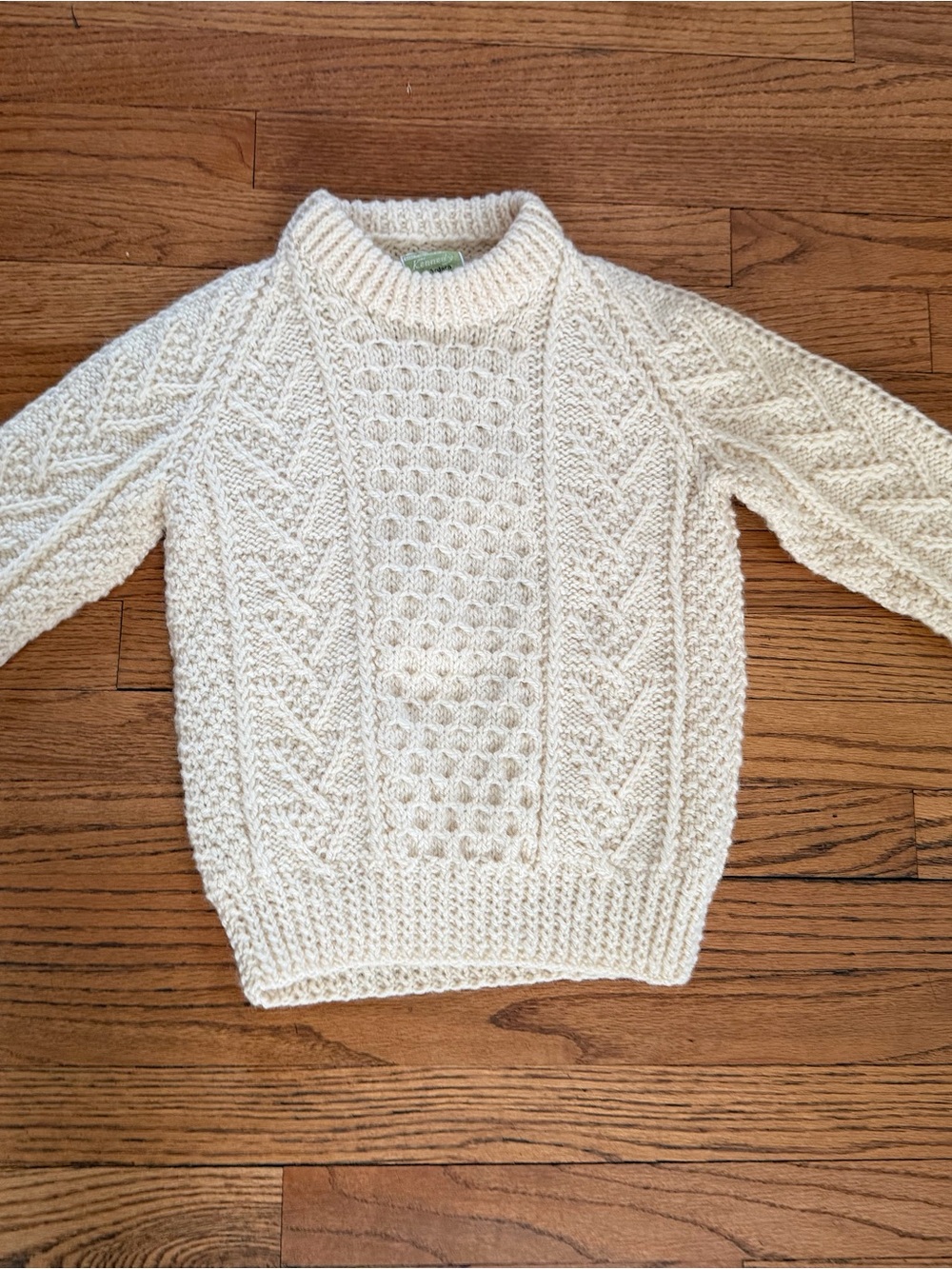Hand Knit Cream Cable Knit Kid's Sweater